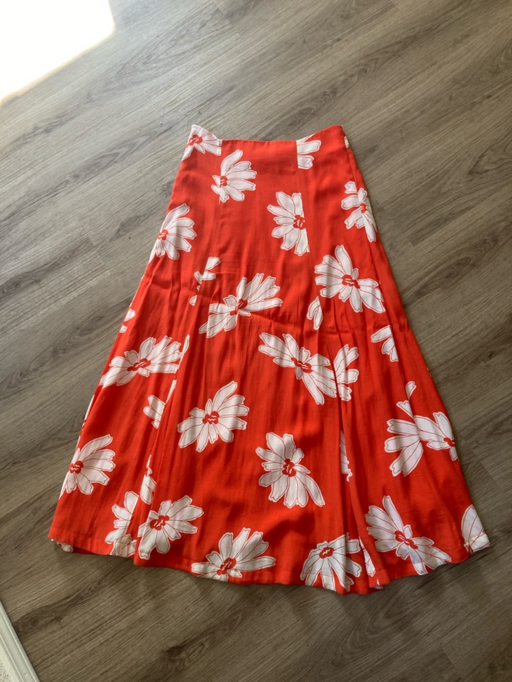 Anthropologie Maeve Maxi Skirt with orange and White Floral Print - Picture 4 of 6